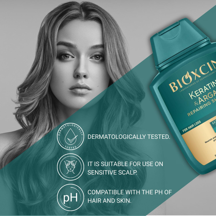 شامپو کراتین بیوکسین ضد ریزش مو ۳۰۰ میل | Bioxcin تولید کشور ترکیه