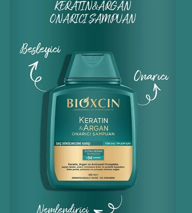شامپو کراتین بیوکسین ضد ریزش مو ۳۰۰ میل | Bioxcin تولید کشور ترکیه