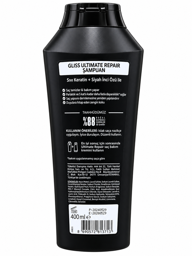 شامپو گلیس مدل Ultimate Repair ترمیمکننده موهای خشک و آسیبدیده و افزایش درخشندگی
