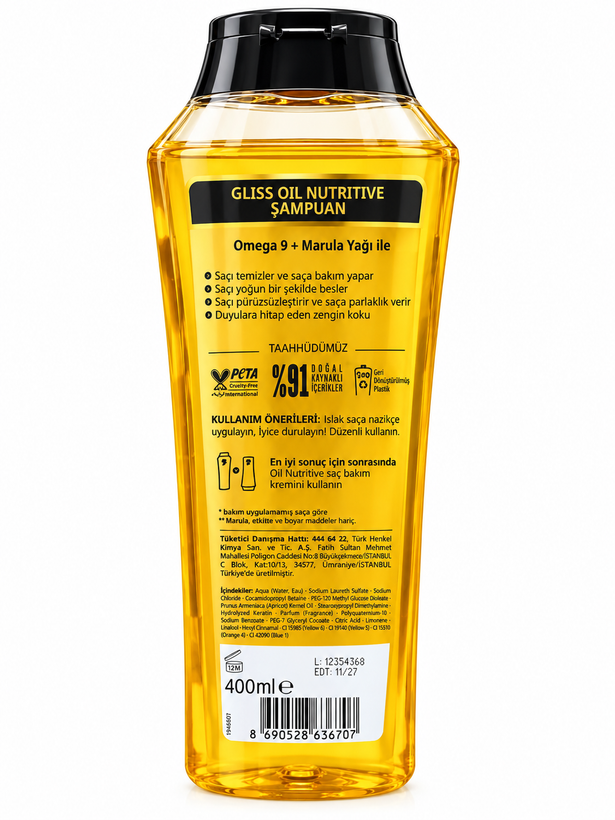 شامپو گلیس Nutritive Oil حاوی روغن آرگان و کراتین ۴۰۰ میل