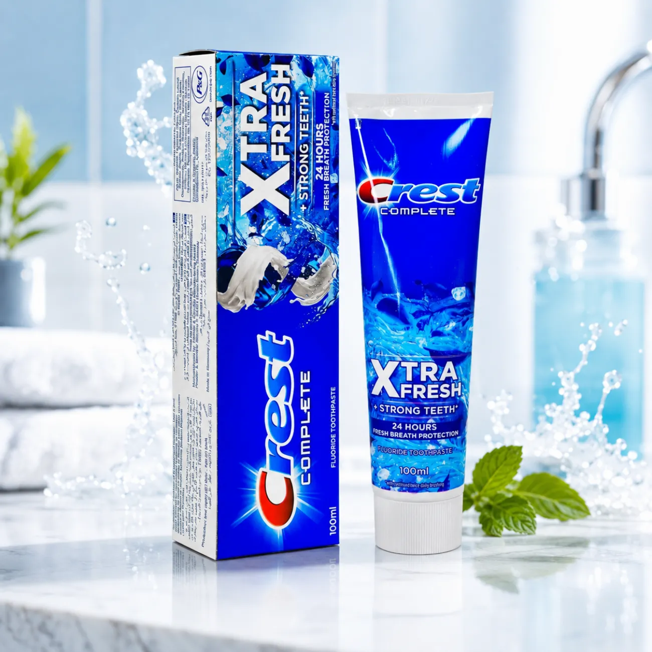 خمیردندان کرست Xtra Fresh با رایحه یخ و طراوت ۲۴ ساعته حجم ۱۰۰ میل ساخت آلمان
