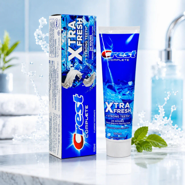 خمیردندان کرست Xtra Fresh با رایحه یخ و طراوت ۲۴ ساعته حجم ۱۰۰ میل ساخت آلمان